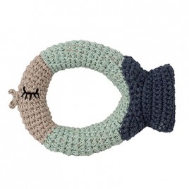 Hoppa Crochet Rattle Fish blue