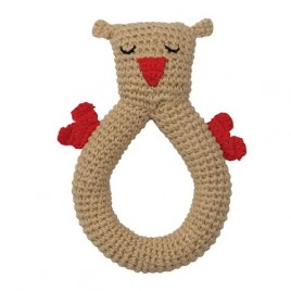 Hoppa Crochet Rattle Owl écru