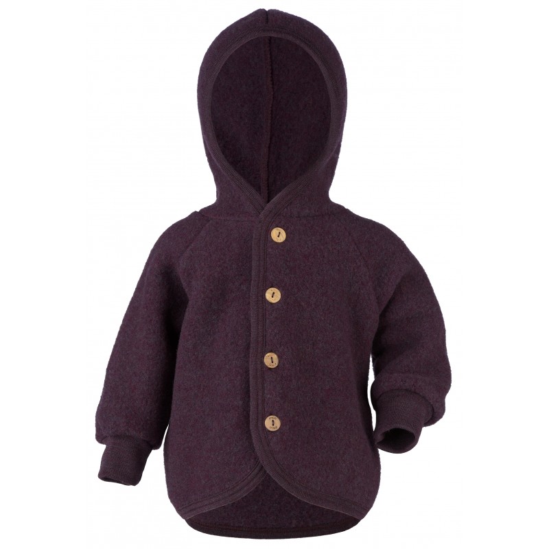 Engel Hooded Jacket with Wooden Buttons Lilac melange