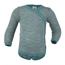 Engel Baby-Body Long Sleeved with press-studs on the side light grey mélange/icebl