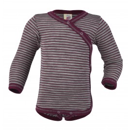 Engel Baby-Body Long Sleeved with press-studs on the side light grey mélange/orchi