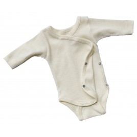Engel Baby-body logn sleeved, with press-studs on the side, fine rib natural