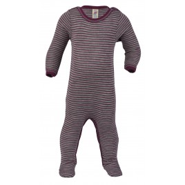 Engel Sleep Overall, with press-studs at the leg and crotch, fine rib light grey mélange/orchi