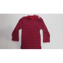 Engel Baby-Shirt Long Sleeved with mother-of-pearl button Cherry-Red/Orchid