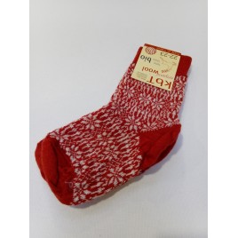 Hirsch Natur Feinstricksocke Sternenmuster rot/natur