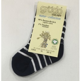 Grödo Babysok met streep Marine/Ökoweiss
