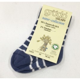 Grödo Babysok met streep Denim/Ökoweiss