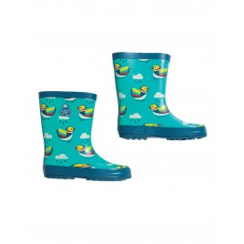 Frugi Puddle Buster Wellington Boots Pacific Aqua Mandarin