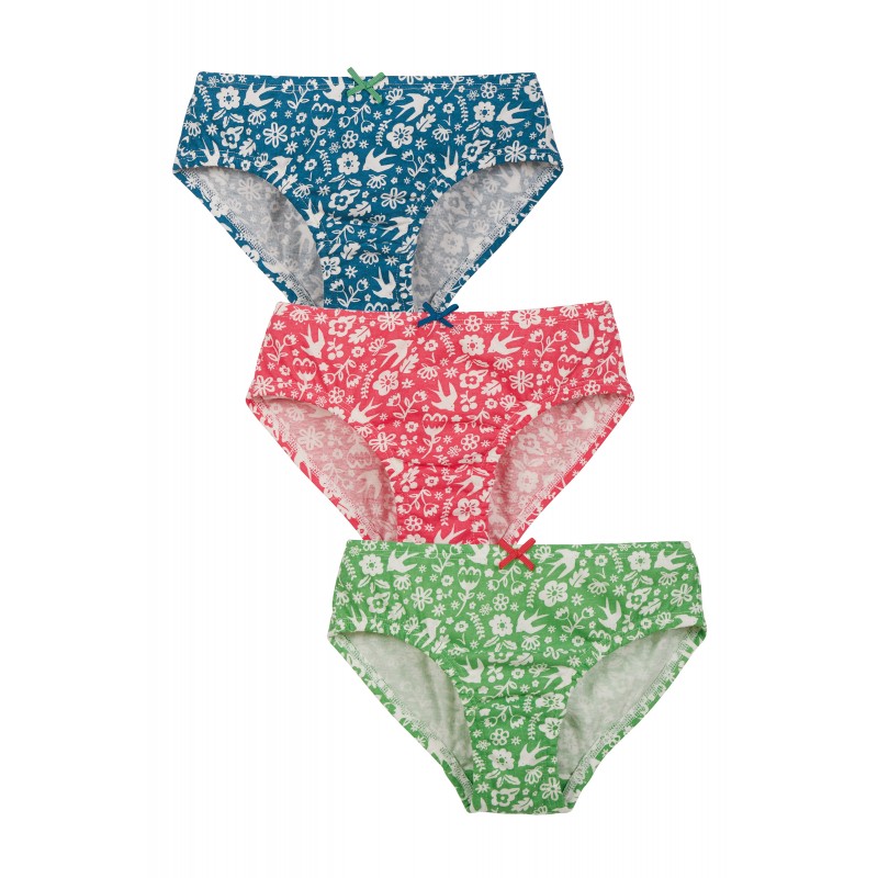 Frugi Polly  Printed Briefs Shorts 3 Pack Mini Bloom  Multi