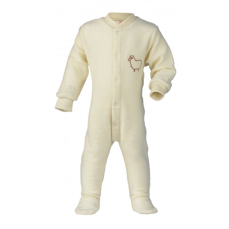 Engel One-piece pyjama with feeth, with 'little sheep', terry natural