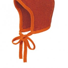Disana Knitted Bonnet orange-bordeaux