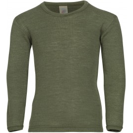 Engel Kinder-Shirt Langarm Feinripp olive
