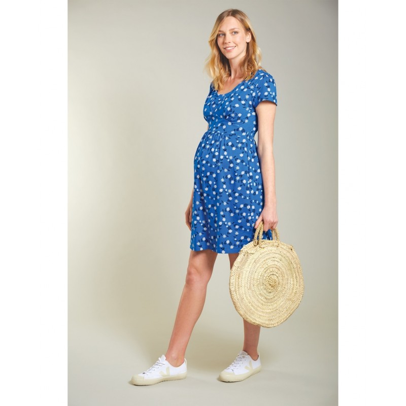 Frugi Laurel Maternity & Nursing Dress Cobalt- Daisy Chain