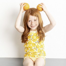 Sense Organics Paris Retro Slips, 2 Pack AOP Lemon Yellow Stripes