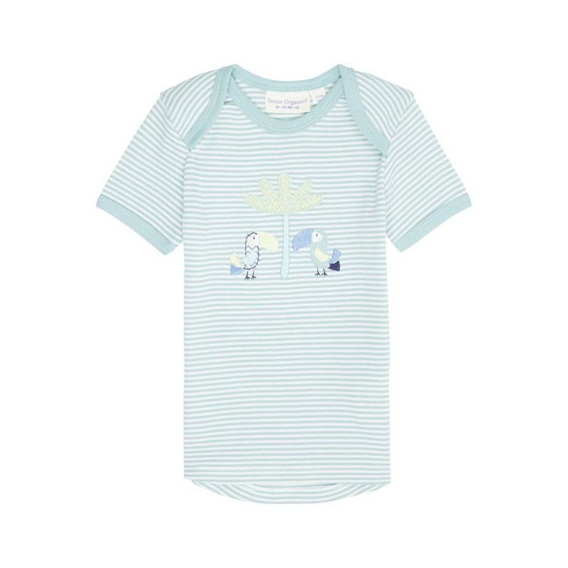 Sense Organics Tilly Baby Shirt Aqua Stripes Toucan
