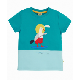 Frugi Penryn Panel T-Shirt  camper blue / seagull