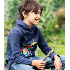Frugi Camfire Hooded Top  Indigo Drum kit
