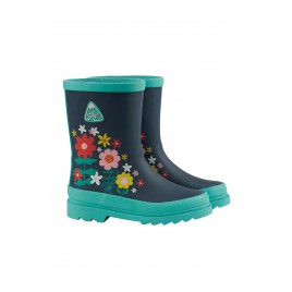 Frugi Explorer Wellington Boots Indigo Dahlias