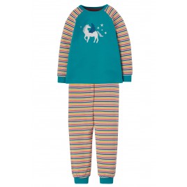Frugi Kernow Pyjamas White Rainbow Stripe/Peg