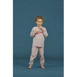 Sense Organics Long John Retro Terry Pyjama Mauve Stripes Big Horse