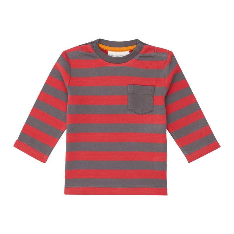 Sense Organics Elan Baby Shirt L/S Red-Dark Grey Stripes