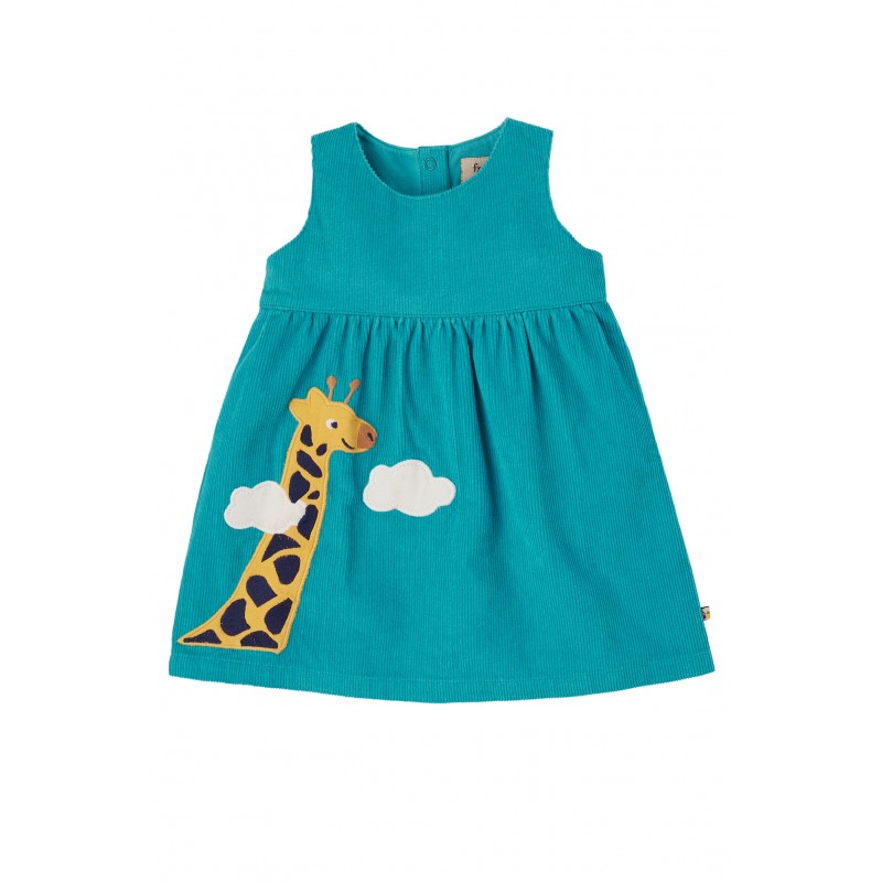 Frugi Lily Cord Dress camper blue/giraffe