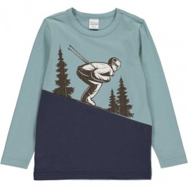 Green Cotton Jersey Skiing T Mineral