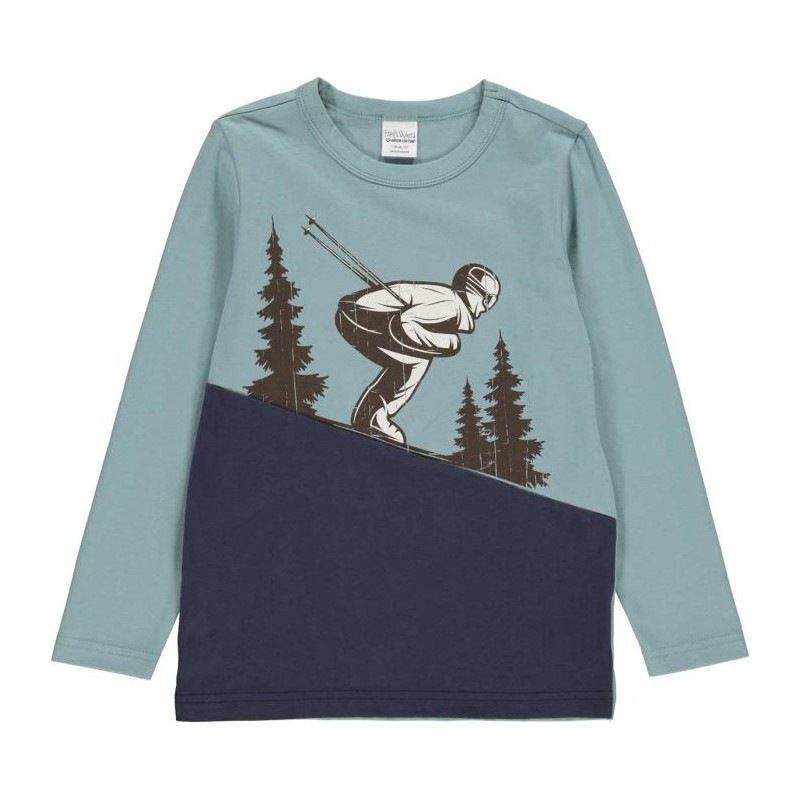 Green Cotton Jersey Skiing T Mineral