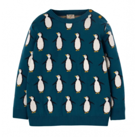 Frugi Jolly Knitted Jumper Deep Sea/Penguins