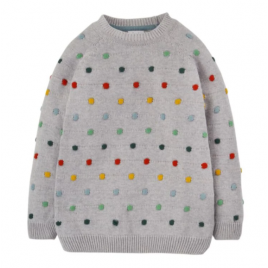 Frugi Beatrice Bobble Jumper Grey Marl Rainbow Spot