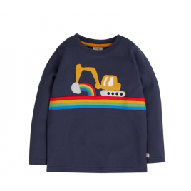 Frugi Adventure Applique Top Indigo/Rainbow Digger
