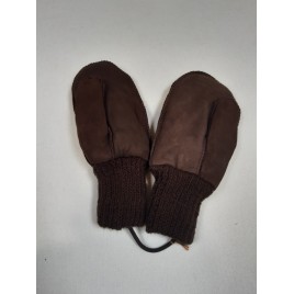 Naturfellparadise Kinderhandschuh mit strickbund und Schnur Dunkel