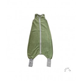Iobio Sleeping bag with legs cotton fleece GOTS moss green melange