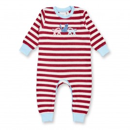 Sense Organics VIKTOR RETRO Baby Terry Romper LS Tibetan Red Stripes