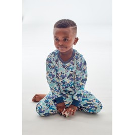 Sense Organics LONG JOHN RETRO Pyjama AOP Bear Shapes