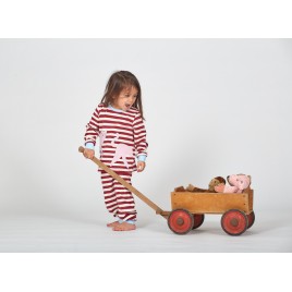 Sense Organics LONG JOHN RETRO Terry Pyjama Tibetan Red Stripes