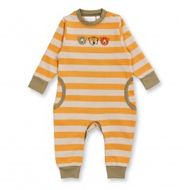 Sense Organics STRINDBERG Baby Sweat Romper Gold Sand Stipes Bear