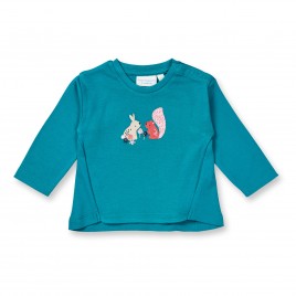 Sense Organics KLARA Baby Shirt L-S Turquoise Animals