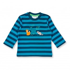 Sense Organics ELAN Baby Shirt L-S Dark Teal-Petrol STripe