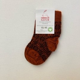 Hirsch Natur Feinstricksocke Sternenmuster begonie/andorra