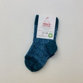 Hirsch Natur Feinstricksocke Sternenmuster türkis/opal